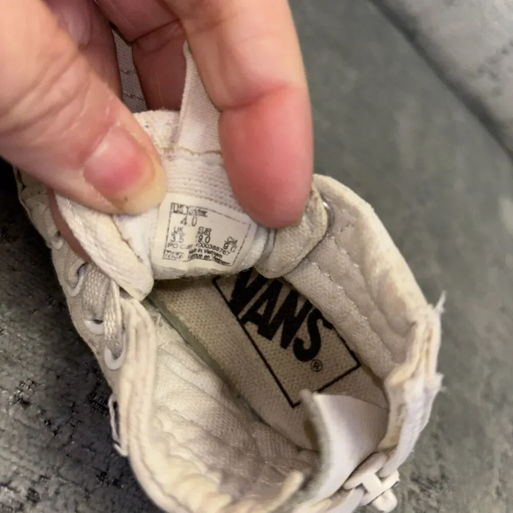 Vans SK8-Hi Top Zip Up White Toddlers Skate Shoes Sneakers Size US Toddler 4
